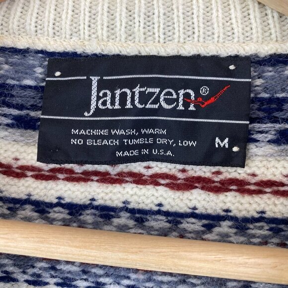 Vintage Jantzen Mens V-neck Sweater Fair Isle size M - Picture 4 of 9